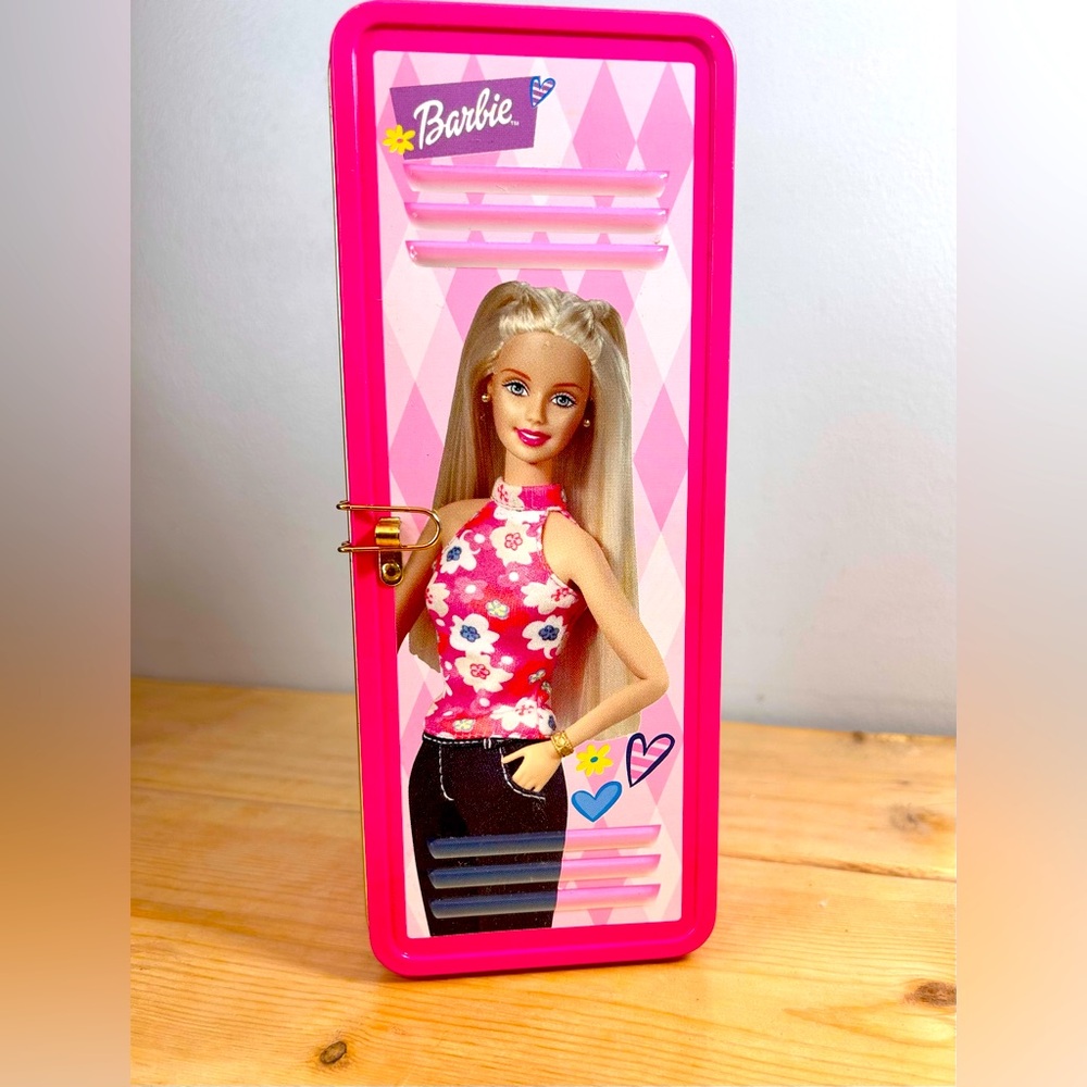 Vintage Barbie Locker Tin Canister with Closable Latch